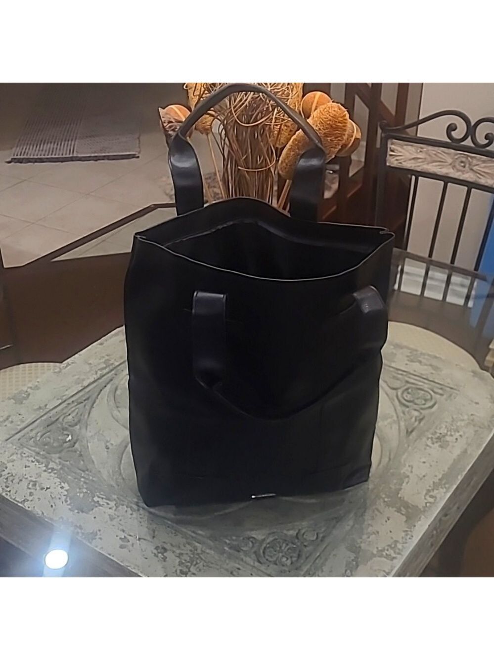 Giorgio Armani parfums vegan leather black tote new